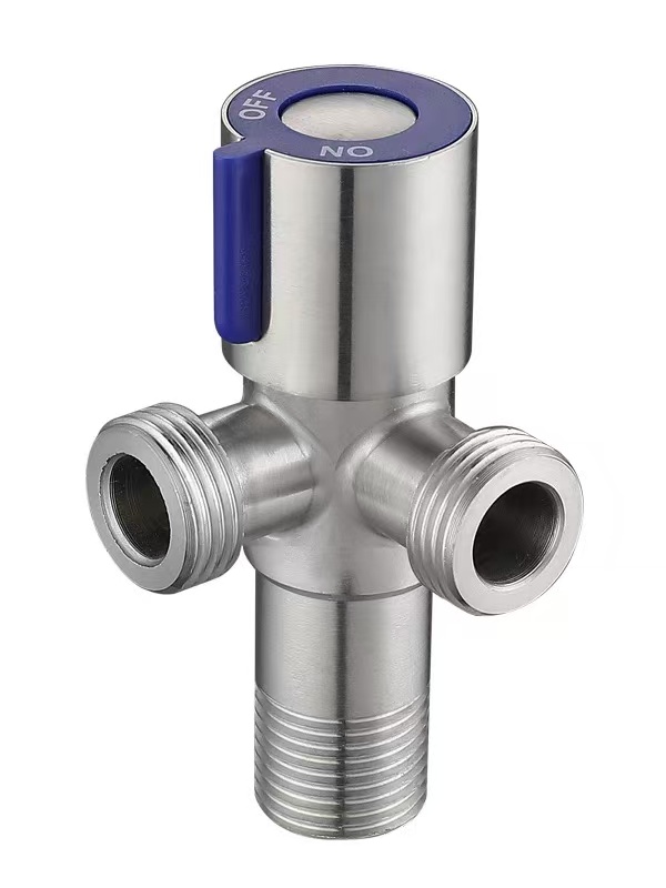 Blue Handle 90 ° Dual Outlet sê-way Angle Valve