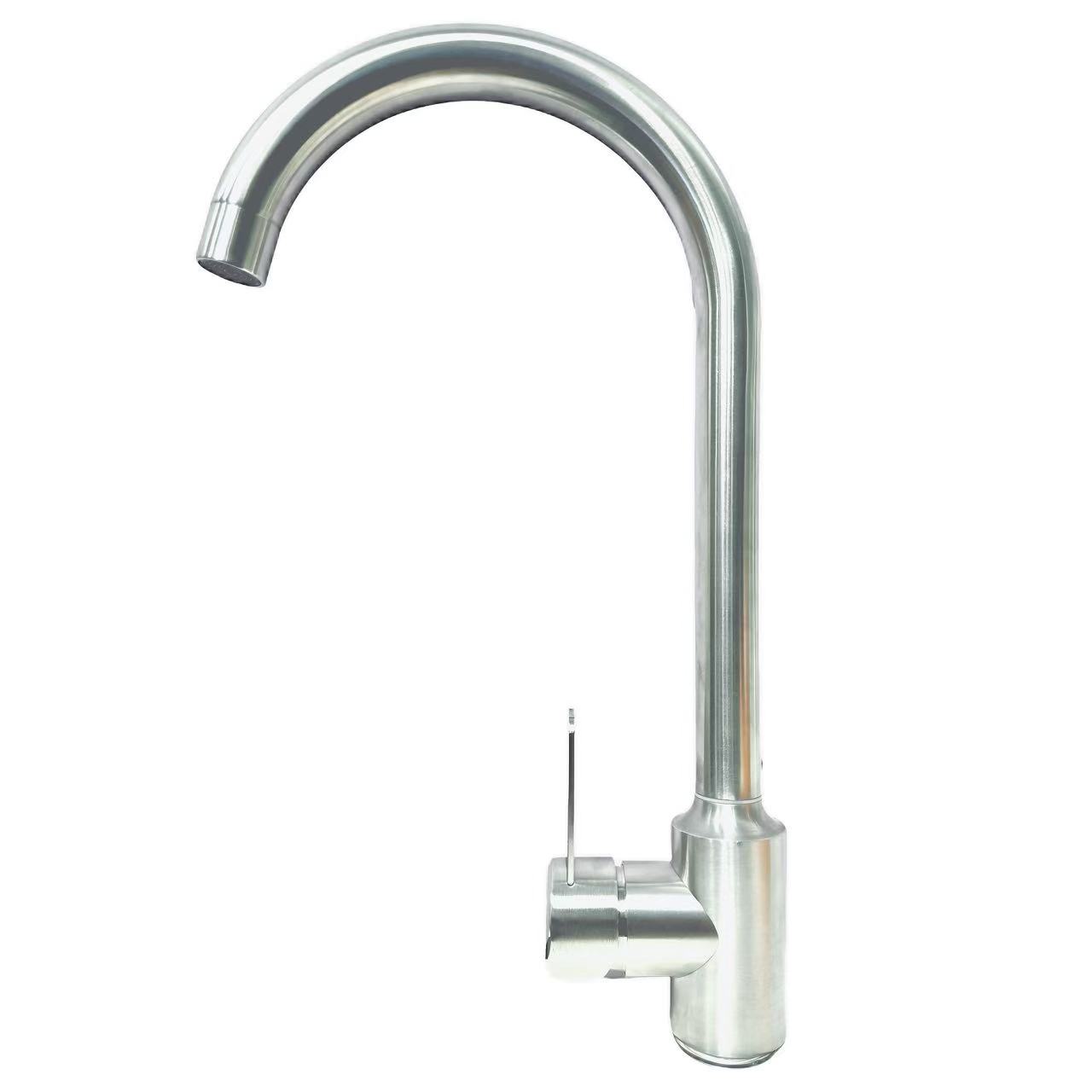 Brushed Stainless Steel Slim Single-Handle Rotating Sink Faucet Brushed Stainless Steel Slim Single-Handle Rotating Sink Faucet