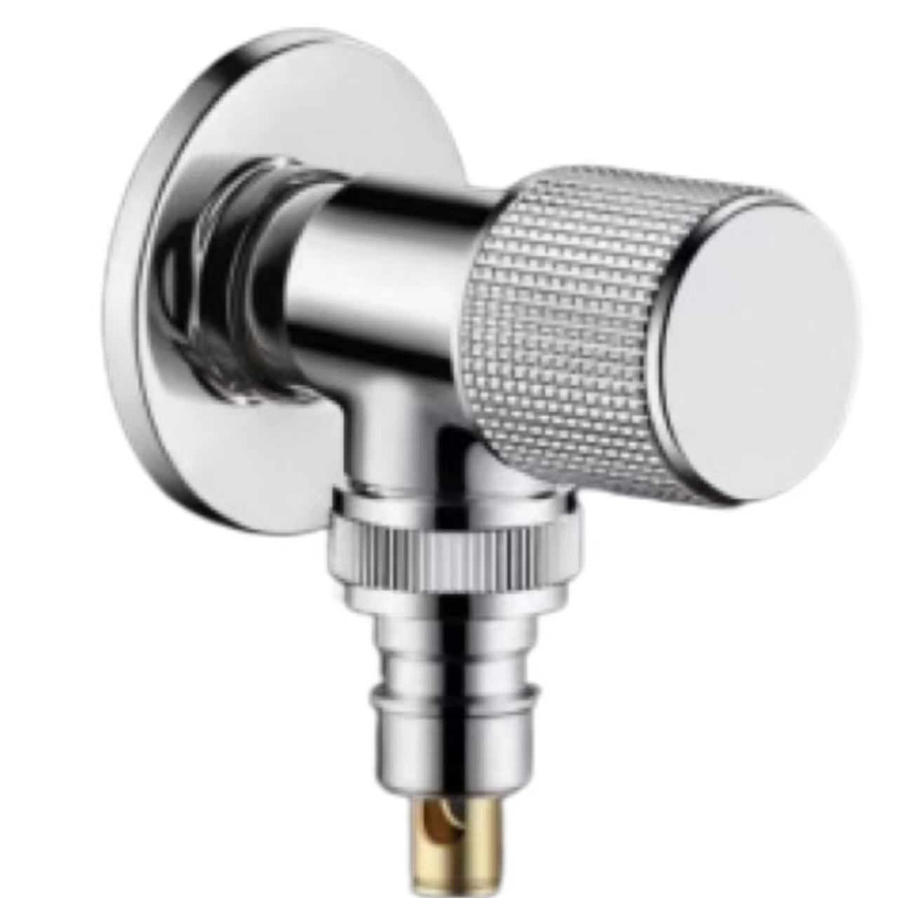 Mirror Chrome Knurled Knob Washing Machine Water Stop Valve