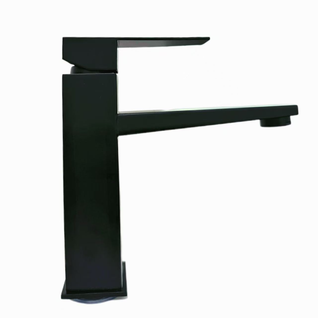 Style Modern Minimalist Frosted Black Square Basin Faucet